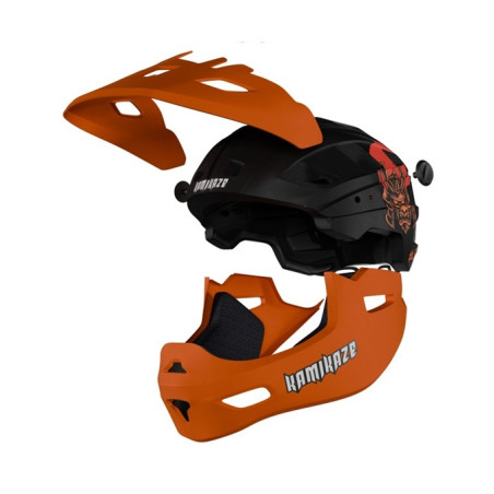 Kask Kamikaze RONIN Helmet Orange fullface na hulajnogę / MTB / rower