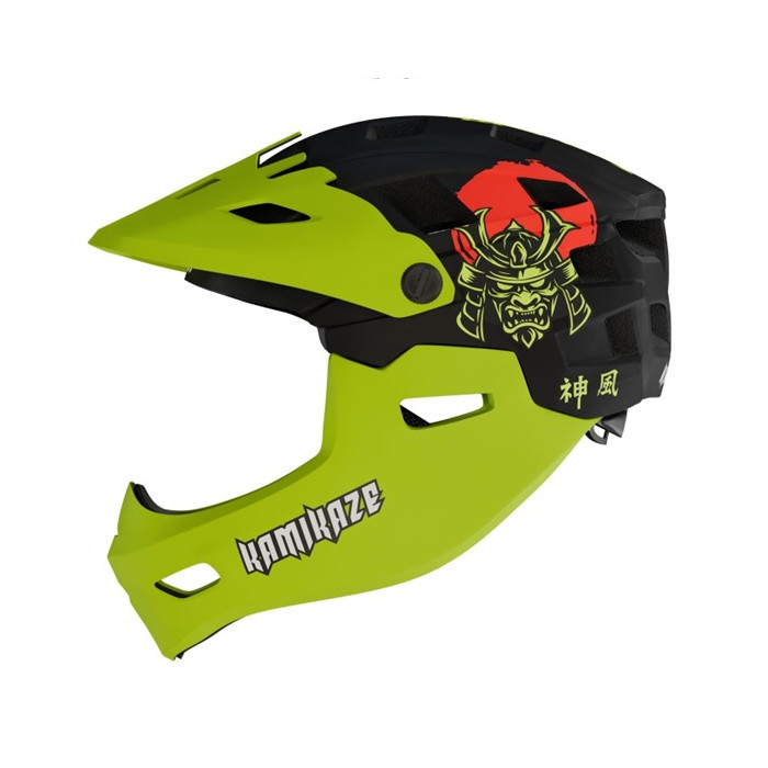 Kask Kamikaze RONIN Helmet Green fullface na hulajnogę / MTB / rower