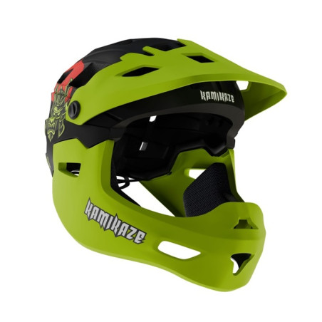 Kask Kamikaze RONIN Helmet Green fullface na hulajnogę / MTB / rower