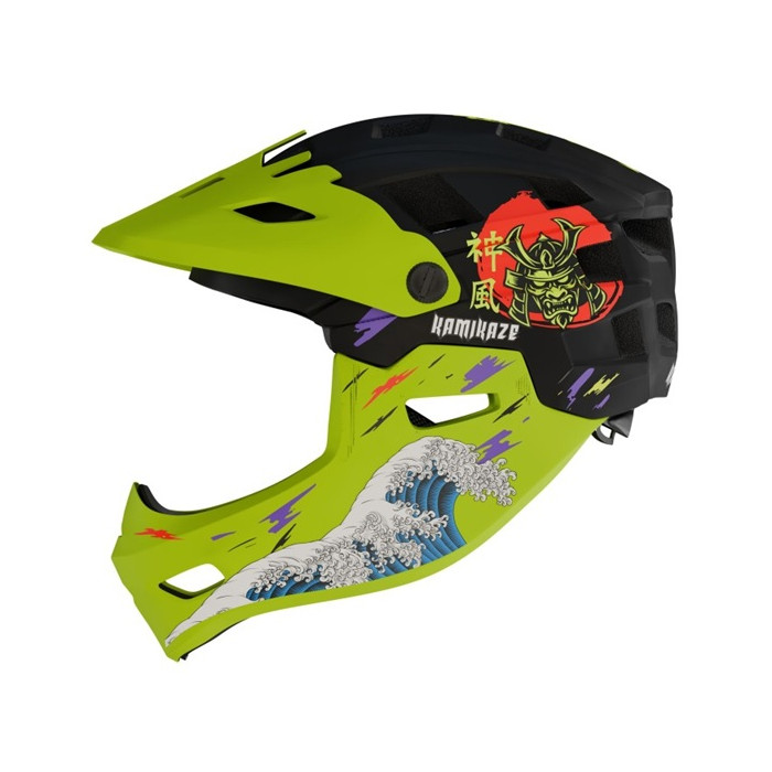 Kask Kamikaze RONIN Wave Green fullface na hulajnogę / MTB / rower