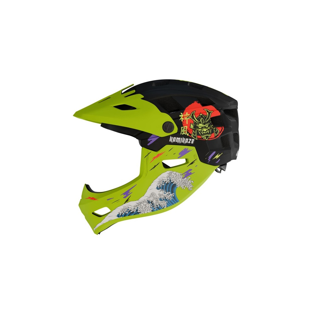 Kask Kamikaze RONIN Wave Green fullface na hulajnogę / MTB / rower