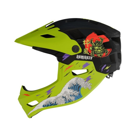 Kask Kamikaze RONIN Wave Green fullface na hulajnogę / MTB / rower