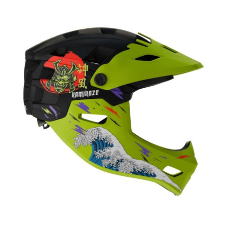Kask Kamikaze RONIN Wave Green fullface na hulajnogę / MTB / rower