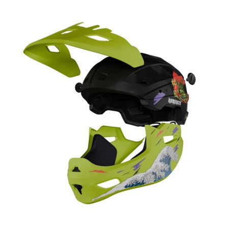 Kask Kamikaze RONIN Wave Green fullface na hulajnogę / MTB / rower