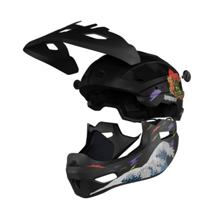 Kask Kamikaze RONIN Wave Black fullface na hulajnogę / MTB / rower