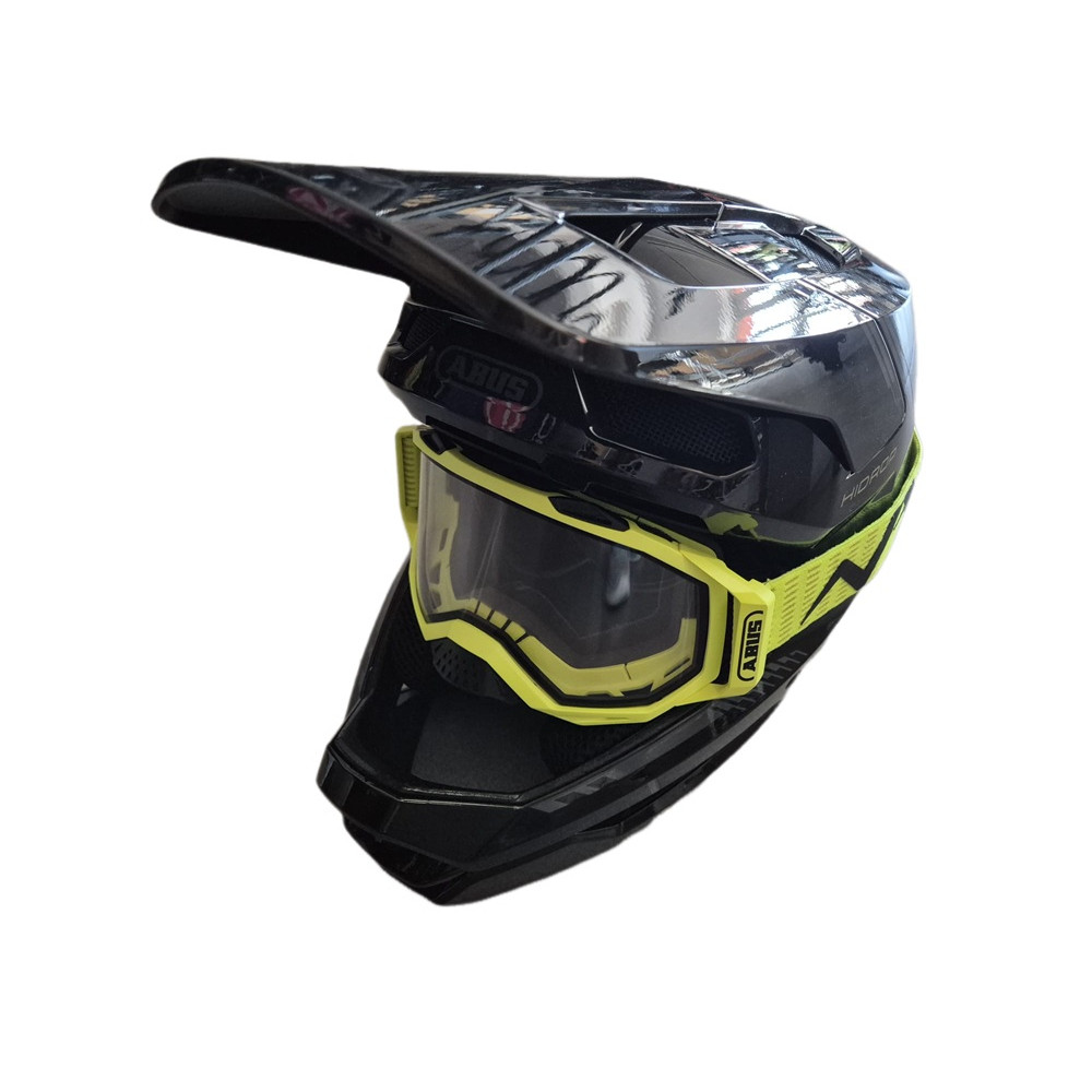 Kask rowerowy FullFace Abus HiDrop Shiny Black + Gogle Abus Buteo Neon Yellow